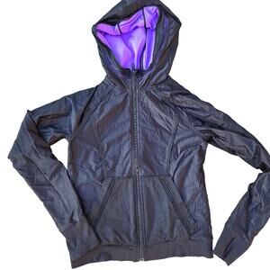 Ivivva girls sz 12 reversible purple black zip jacket